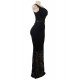 Black Lace Patch Stitching Evening Dress