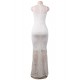 White Lace Patch Stitching Evening Dress