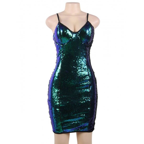 Sexy Green Sequin Bodycon Dress