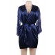 Blue Silk Satin Lace Sexy Women Kimono Home Pajamas