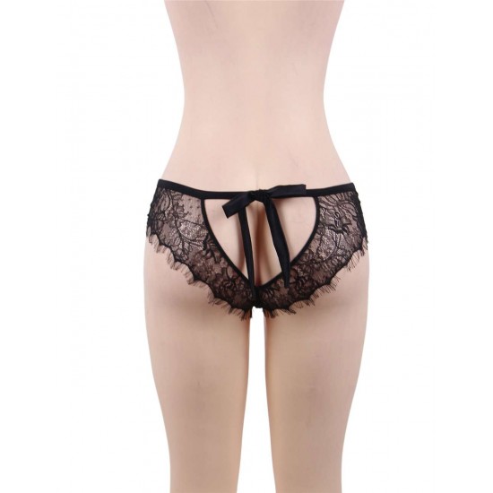 Sexy Black Lace Silk Strappy Panty