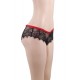 Plus Size Sexy Black Lace Red Silk Strappy Panty