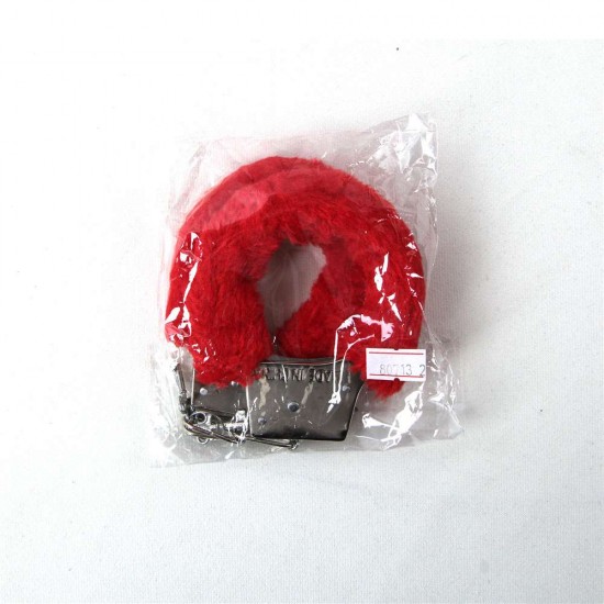 Red Adult Soft Steel Fuzzy Furry Cuffs Working Metal Handcuffs