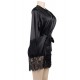 Plus Size Black Silk Satin Lace Sexy Women Kimono Home Pajamas