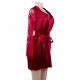 Plus Size Wine Red Silk Satin Lace Sexy Women Kimono Home Pajamas