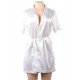 Plus Size White Silk Satin Lace Backless Sexy Women Kimono Home Pajamas