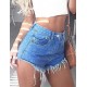 Good Quality High Waist Solid Color Push Up Shell Jeans Shorts 