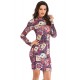 Fashion Poker printing Long Sleeve Bodycon Dress