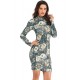 Fashion Poker printing Long Sleeve Bodycon Dress