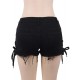 Black Broken Holes Lace Up Shorts Sexy Summer Jeans Shorts