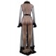 Queen Black Robe Perspective Sheer Sleepwear With Fur 