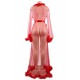 Queen Red Robe Perspective Sheer Sleepwear With Fur 