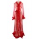 Plus Size Queen Red Robe Perspective Sheer Sleepwear With Fur 