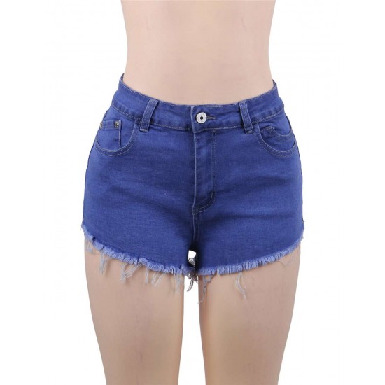 Good Quality High Waist Solid Color Push Up Shell Jeans Shorts 