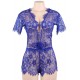 Blue Eyelashes Lace Open-chest Teddy