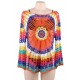 Long Sleeve Rainbow Knitted Handmade Crochet Hollow Beach Dress 