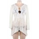 Long Sleeve White Knitted Handmade Crochet Hollow Beach Dress 