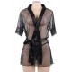 Plus Size Black Sexy Lace Transparent Pajamas Underwear Set