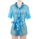 Blue Sexy Lace Transparent Pajamas Underwear Set