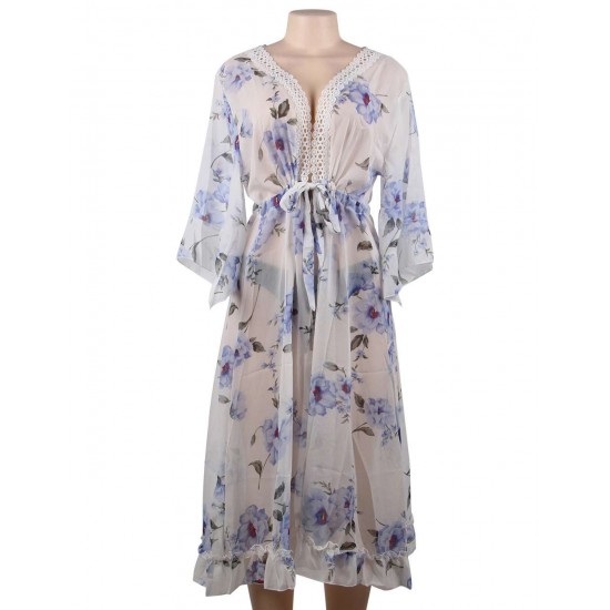 Chiffon Floral Long Cardigan Beach Gown