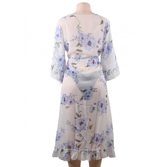 Chiffon Floral Long Cardigan Beach Gown