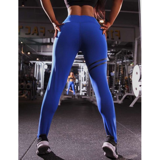 Blue Women Yoga Pants Stripe Design Fitness pants